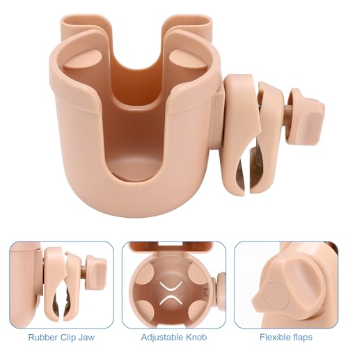 Accmor Stroller Cup Holder with Phone Holder, Bike Cup Holder, Universal Cup Holder for Uppababy Nuna Doona Strollers, 2-in-1 Cup Holder for Walker, Wheelchair, Scooter - color: All Pink