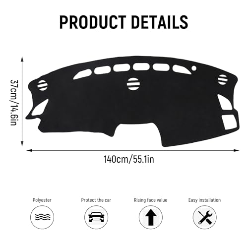 Dashboard Cover Mat for Mazda 2012-2016 CX-5 CX5 Accessories (Without HUD) Black Flannel Material Anti-Slip Dash Cover Mat Sunshade Glare UV Rays Protector - size: for Mazda 2012-2016 CX-5