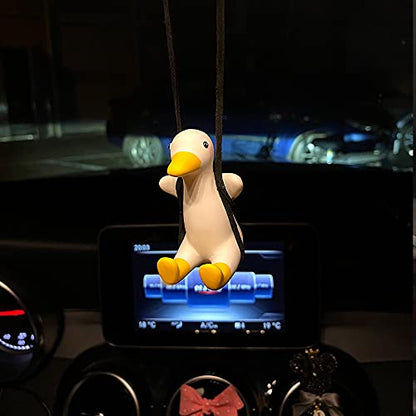 Cute Swinging Duck Car Mirror Hanging Accessories Fun Interior Rearview Mirrors Decoration (Duck)