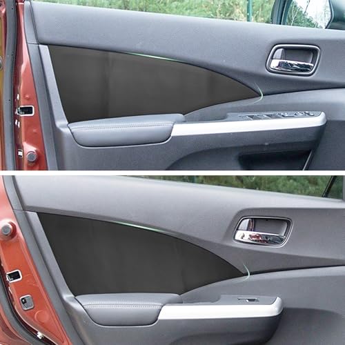 4PCS Door Panel Cover Compatible with Honda CRV 2012-2016 Front and Back Vinyl Leather Insert Cards Protector Trim Black (Only Leather Part)