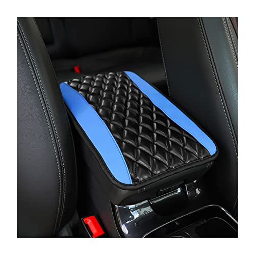 Car Center Console Cushion Pad, Universal Leather Waterproof Armrest Seat Box Cover Protector,Comfortable Car Decor Accessories Fit for Most Cars, Vehicles, SUVs (Blue)