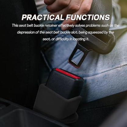 2PCS Car Seat Belt Buckle Holder, Easy Access Silicone Auto Seatbelt Buckle Booster, Seat Belt Buckles Fixer Cover Makes Receptacle Stand Upright Buckling for Kids, Car Accessories (Black) - color: Black