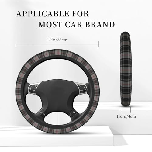 Thickened Elastic Steering Wheel Cover, Gray Plaid Clan Moffat Tartan Ultra, Soft, Breathable, Fit for Cars, SUVs, Trucks, Stylish Comfortable Grip - color: Gray Plaid Clan Moffat Tartan