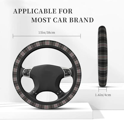 Thickened Elastic Steering Wheel Cover, Gray Plaid Clan Moffat Tartan Ultra, Soft, Breathable, Fit for Cars, SUVs, Trucks, Stylish Comfortable Grip - color: Gray Plaid Clan Moffat Tartan
