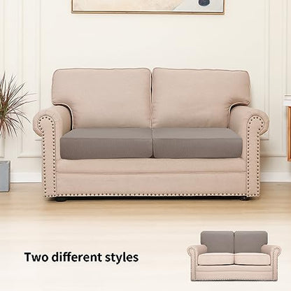 Easy-Going Stretch Individual Loveseat Couch Cushion Cover Sofa Cushion Furniture Protector Sofa slipcover Soft Flexibility with Elastic Bottom (2-Piece Loveseat Cushion Cover, Taupe) - color: Taupe, size: 2-piece