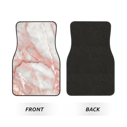 Universal Fit Car Floor Mats, Pink Marble Designs Printed Set of 4pcs Car Carpet Fit for SUV, Vans, Sedans, Trucks - color: Pink Marble