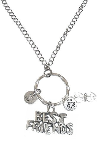 Rear View Mirror Car Charm Ornament, Sun Catcher, Hanging Pendant, Stainless Steel Chain and Crystal Accents, Packaged in a Gift Bag (Best Friend Charm) - size: Best Friend Charm