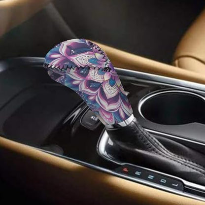 Bulopur Car Shifter Gear Hand Brake Trim Cover Set for Most Cars Van SUV Sedan Truck Auto Accessories - color: Boho Mandala Flower