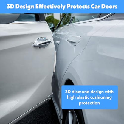 4Pcs Silicone Car Door Edge Guards, Anti-Collision Bumper Guard Protector Clear Strips Protector Universal Car Door Protectors Trim Molding for Sedans SUV Bumper Rearview Mirror (Transparent)