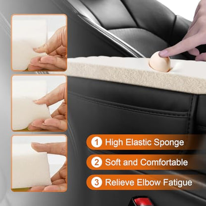 Center Console Armrest Cover for Toyota Camry 2025 2026 Accessories Arm Rest Pad Console Cushion Lid Middle Console Protector Black Leather with Pockets