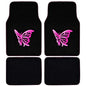 BDK Pink Butterfly Design Carpet Car Floor Mats for Auto Van Truck SUV-4 Pieces Front & Rear Full Set with Rubber Backing-Universal Fit - color: Pink Butterfly Design