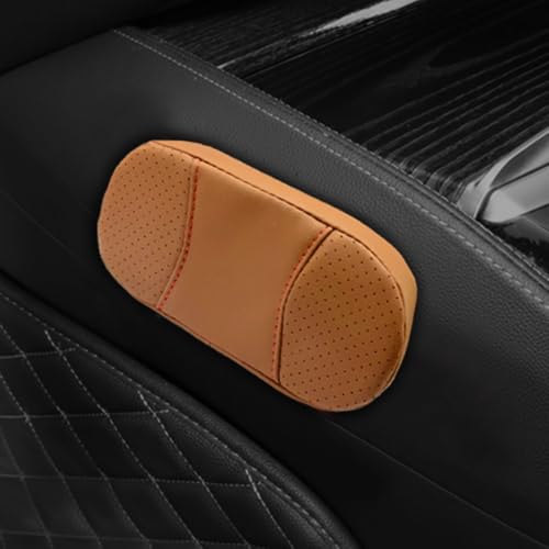 Car Knee Cushion, Leather Memory Foam Auto Center Console Arm Rest Pad, Soft Comfort Car Door Elbow Protective Cushion, Breathable Vehicle Interior Leg Support Pillow for Most Cars (Orange) - color: Orange