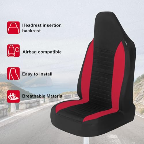 AUTOYOUTH Car Seat Covers - Achieve The Perfect Combination of Style and Protection with Universal Fit for Sedan, Truck, SUV - Black Red - color: Black & Red