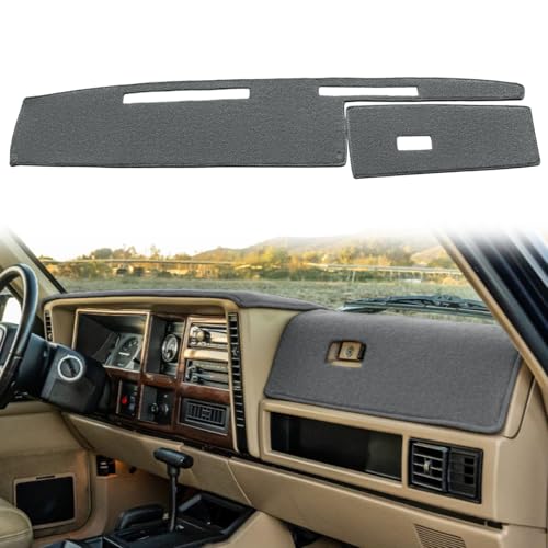 Dash Cover Mat Custom Fit for Jeep Cherokee Comanche Wagoneer Limited Dashboard Pad Carpet Protector K186 (Dark Gray) - color: dark gray