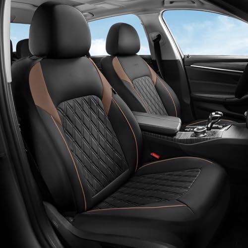 Coverado Seat Covers, Car Seat Covers Front Seats, Automotive Seat Covers, Waterproof Leather Car Seat Covers, Car Seat Cushion, Driver Seat Covers Car Seat Protector Fit Most Cars Truck, Black&Coffee - color: Black&Coffee, size: Front