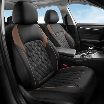 Coverado Seat Covers, Car Seat Covers Front Seats, Automotive Seat Covers, Waterproof Leather Car Seat Covers, Car Seat Cushion, Driver Seat Covers Car Seat Protector Fit Most Cars Truck, Black&Coffee - color: Black&Coffee, size: Front