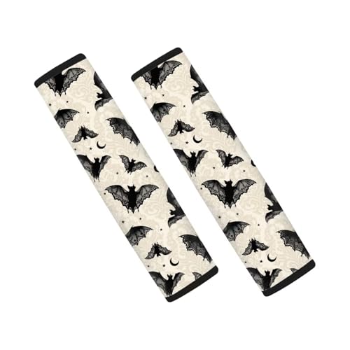 Dolyues Black Bats Seatbelt Cover Deer Seat Belt Cover Pad Halloween Car Interior Decorations for Women Car Seat Belt Cushions Shoulder Pad 2 PCS - color: Black Bats