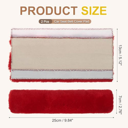 PATIKIL Car Seat Belt Cover Pad, (Red) (2 Pcs), Soft Fluffy Seatbelt Cushion Shoulder Strap Covers, Suit for - Bag/Auto/Car Accessories - color: Red