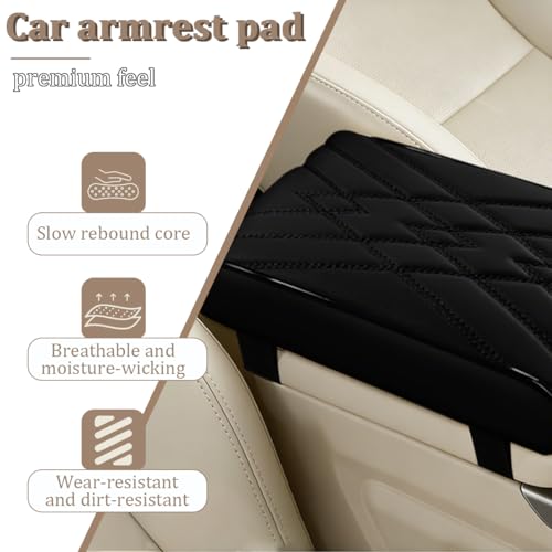Car Center Console Cover, Memory Foam Vehicle Arm Rest Seat Box Cushion Pad, Scratch & Wear Resistant Automotive Middle Console Protector, Universal for SUV Automobile Truck (Black) - color: Black