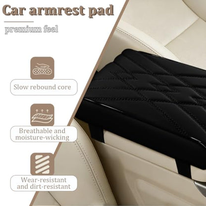 Car Center Console Cover, Memory Foam Vehicle Arm Rest Seat Box Cushion Pad, Scratch & Wear Resistant Automotive Middle Console Protector, Universal for SUV Automobile Truck (Black) - color: Black