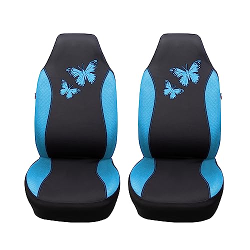 Flying Banner Butterfly car seat Covers ful Set Fashion Universal Lady Woman Female Rear Bench Split Colorized (2 Fronts, Mint Blue) - color: Mint Blue, size: 2 Fronts