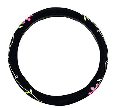 Mayco Bell Automotive Women Embroidery Cute Car Steering Wheel Cover (Twin Flowers) - color: Twin Flowers