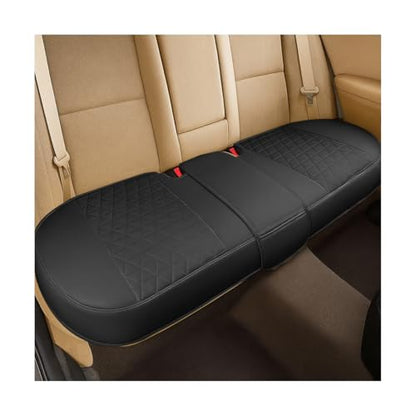 Leather Car Seat Cover, Vehicle Rear Bottom Seat Protector Pad, Full Surrounded Waterproof Auto Seat Protective Cushion with Storage Pocket, Universal Fit（Black） - color: Black