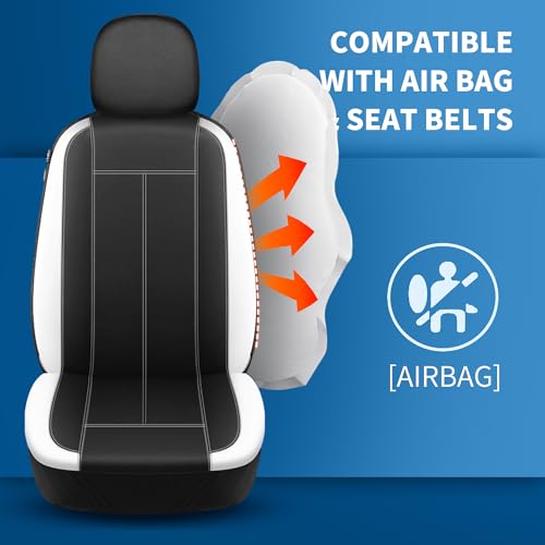 HChengkikz Car Seat Covers Full Set, Waterproof Neoprene Car seat Covers, Airbag Compatible, Universal Fit Automotive Seat Covers for Most Cars, Trucks, SUVs (Black + White) - color: N816 Black White, size: Full Set
