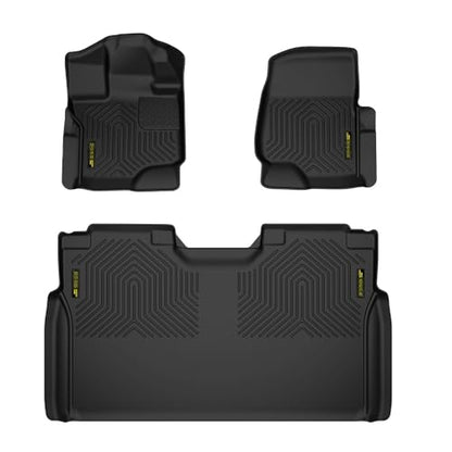 PIT66 Floor Mats Cargo Liners, Compatible with 2015-2025 Ford F150 Super Crew (Includes 2022-2024 Lightning Models) w/o Fold Flat Storage All Weather 1st & 2nd Row TPE alfombras para carro - size: Fit Ford F150 2015-2025 | 3PCS