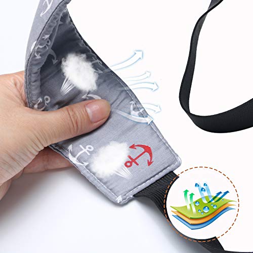 Carseat Head Support,Car seat Straps Pillow Support Ban,Stroller Neck Relief Strap Headrest,Slumber Sling Sleep Positioner (Gery Clouds+Anchor) - color: Gery-3