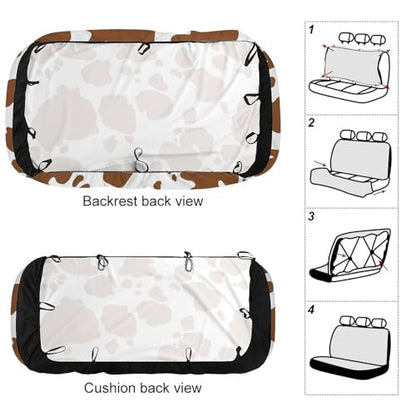 Brown Cow Print Pattern Car Rear Seat Covers Universal Fit Most Auto Bench Seat Cushion Covers Backrest Seat Washable Auto Interior Decor Soft Elastic Back Seat Cover