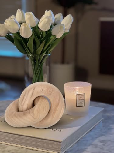 Table Decor Handcrafted Wooden Knot Sculpture Decor – Modern Nordic Style Decorative Accent for Home, Office, Shelf, and Console Table – Natural Oak Finish, 7"x4.7"