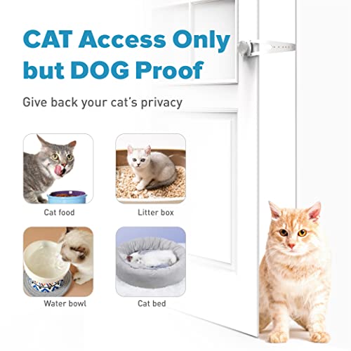 Neobay Cat Door Latch with Stabilizer, 7 Sizes Adjustable Cat Door Holder Latch, Keeps Dog Out of Litter Box, No-Drill & Portable for Interior Doors, White, 2 Packs