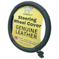 Steering Wheel Cover, Black, Real Genuine Leather, Small, 14 inch, for Men and Women, Universal, Stretch On, Heat Resistant, Stays Cool, Non-Slip, HANWOLF - color: Black, size: Small (14 to 14.375 inch diameter)