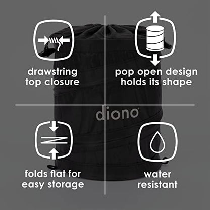 Diono Pop-up Trash Bin, Collapsible Car Trash Can Portable, Small, Leak Proof, Perfect For Keeping Car Clean, Black