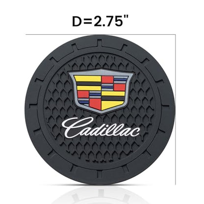 TACOMA Car Cup Coaster for Cadillac Recessed Silicone Cup Holder Coaster Interior Accessories 2.75in 2Pieces - color: Black-03