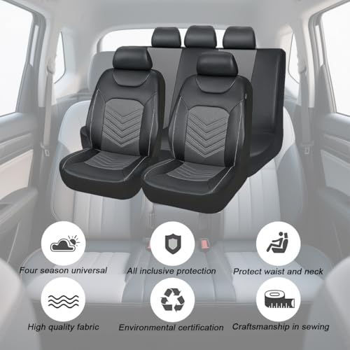 Car Seat Cover Full Set, Comfortable Breathable 5D Mesh Fabric Vehicle Seat Cover, Airbag Compatible Automotive Interior Chair Protecter, Universal for SUV Sedan Truck