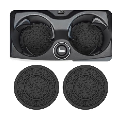 Osilly 2 Pack Car Coasters for Cup Holder, 2.75 Inch No-Slip Anti Dust Insert Coaster, Universal Auto Waterproof Coasters Silicon Insulation Cup Mats for Woman Man, Suit for Vehicle Interior (Black) - color: Black, size: 2PCS