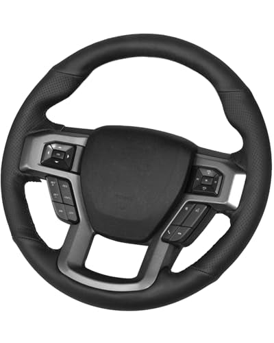 Belinous Leather Steering Wheel Cover Lace Up, Hand-Stitch on Wrap, Steering Wrap Compatible with Ford 2016 2017 2018 2019 F150 Raptor (W/O Mark) - color: Without Mark, size: Type A4