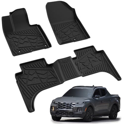 LASFIT Floor Mats for Hyundai Santa Cruz 2026 2025 2024 2023 2022, Custom Fit TPE All Weather Floor Liners 1st & 2nd Row Car Mats Accessories for Hyundai Santa Cruz 2022-2026, Black