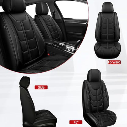 2PCS Custom Fit Faux Leather Front Seat Covers for Nissan Frontier 2007-2026, Anti-Slip & Airbag Compatible, Black - color: #077 Black, size: 2 Front Seats