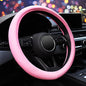 ZHOL Pink Steering Wheel Cover, Universal 15 inch Microfiber Breathable Ice Silk Anti-Slip Car Wheel Protector, Warm in Winter Cool in Summer - color: Pink