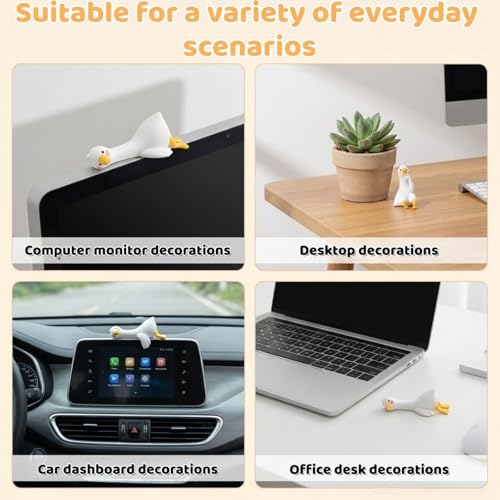 Mini Resin Goose Figurines, 3PCS Cute Goose Figurines for Computer Monitor, Car Dashboard, Office Desk, Stress Relief & Anxiety Relief Gifts, Funny Desk Buddy, Cool Desk Accessories
