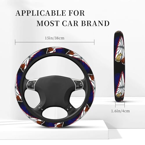 Butterfly American Samoan Flag Breathable Neoprene Steering Wheel Cover - Anti-Slip Floral Design Universal Fit for Cars/Trucks/Suvs (14.5"-15" Inch) - color: Butterfly American Samoan Flag