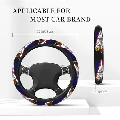 Butterfly American Samoan Flag Breathable Neoprene Steering Wheel Cover - Anti-Slip Floral Design Universal Fit for Cars/Trucks/Suvs (14.5"-15" Inch) - color: Butterfly American Samoan Flag
