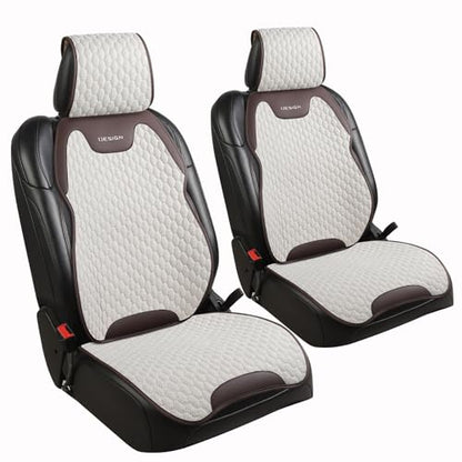 Breathable Linen Car Seat Cover Protector for Front Seats – Durable, Non-Slip, Airbag Compatible, Universal Fit for Sedans, SUVs, Pickups (2pcs, Beige)