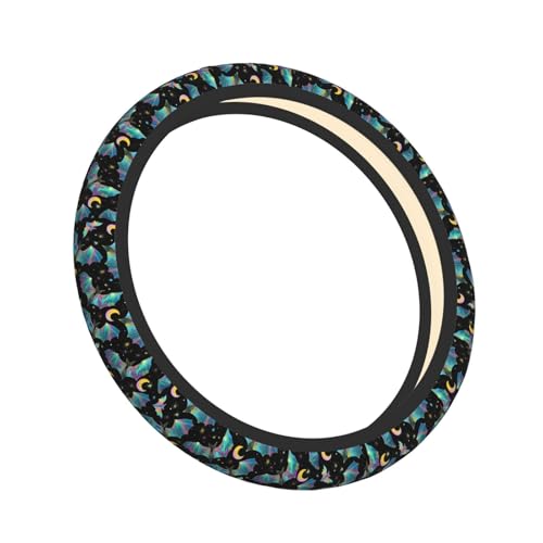Gothic Bat Elastic Stretch Steering Wheel Cover 15 inch, Car Accessories Cover for Women Men, Breathable Anti-Slip - color: D03100155
