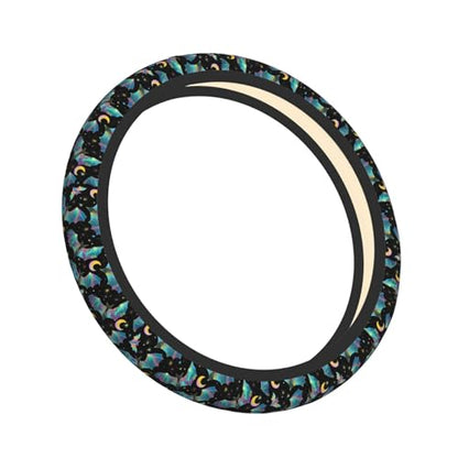 Gothic Bat Elastic Stretch Steering Wheel Cover 15 inch, Car Accessories Cover for Women Men, Breathable Anti-Slip - color: D03100155