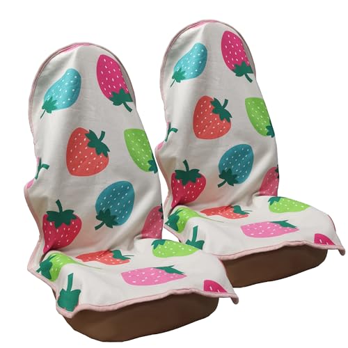 Car Seat Cover Protector Front Seats,for Gym Workout,Running,Swimming,Beach and Hiking,Waterproof Sweat Towel Bucket Seat Covers for Cars SUV Trucks (Strawberry, 2Pcs) - color: Strawberry, size: 2Pcs Front Seat Towel