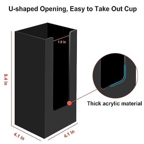MYITYARD Coffee Cup Dispenser, Cup and Lid Organizer fits 5 to 16 oz Disposable Paper & Plastic Cups, Acrylic Cup Holder for Table Countertop, Black - size: 1 Compartment